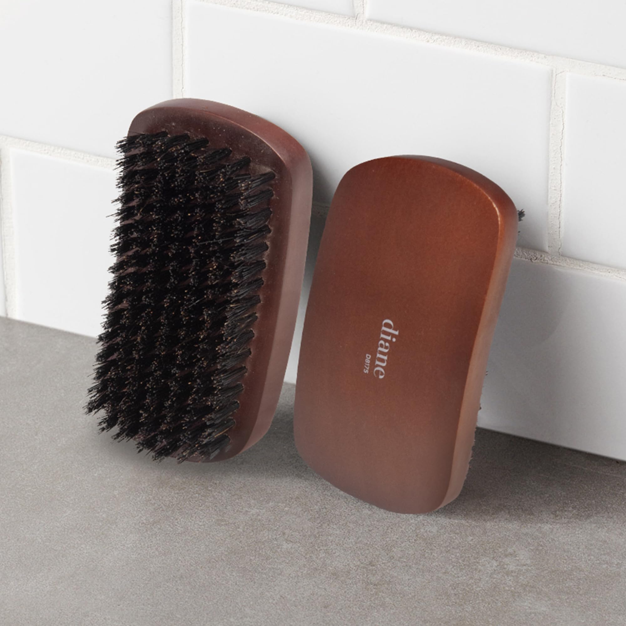 Diane Diane medium firmness reinforced boar bristle, curved military style wave mens hair brush, d8175